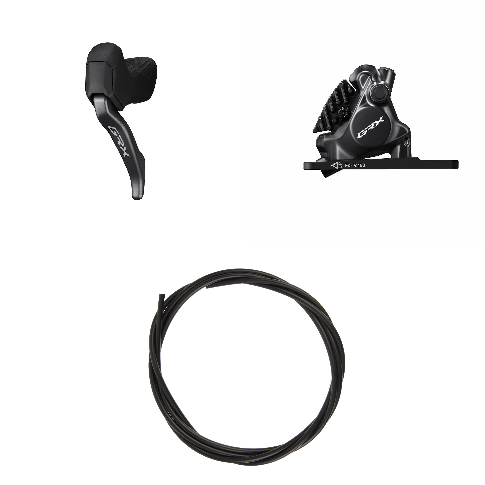 Kit Freno Disco Hidráulico Shimano GRX BR-RX820/BL-RX825 Delantero/Izquierdo Resina Aletas Adaptador 160mm Latiguillo 1000mm Negro