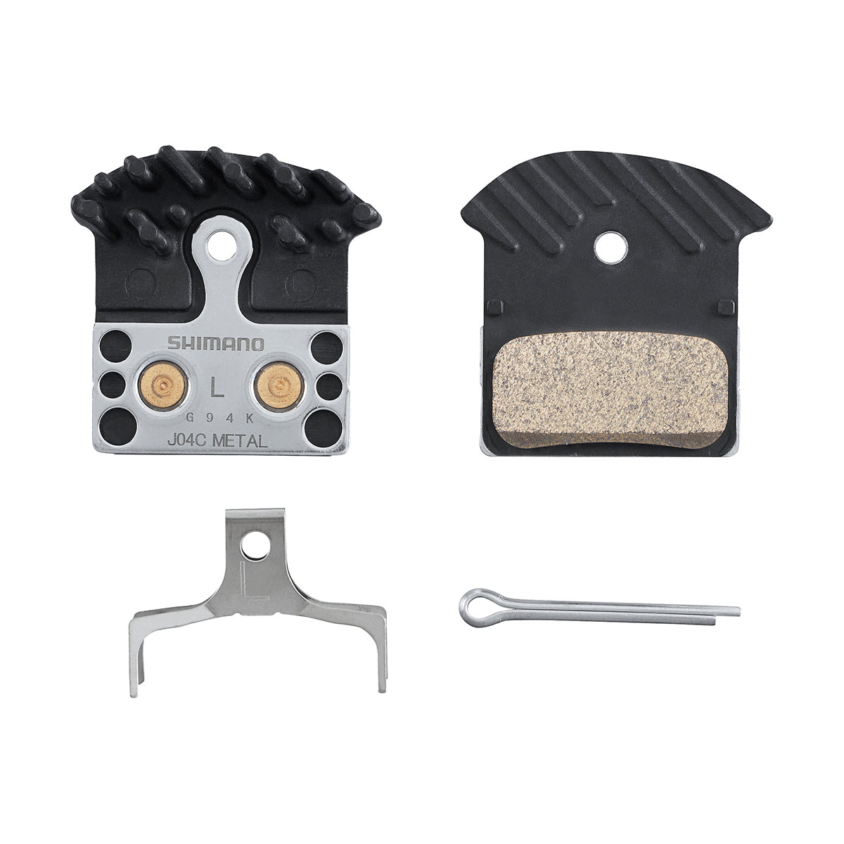 Pastillas Freno Disco Shimano BP-J04C-MF Metal Aletas 1 Par Negro