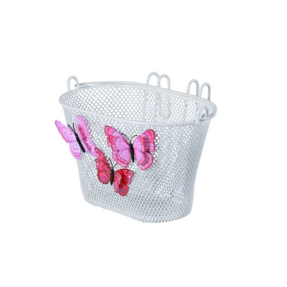 Cesta Delantera Infantil Basil Jasmin 28x20x19cm Acero Blanco/Mariposas