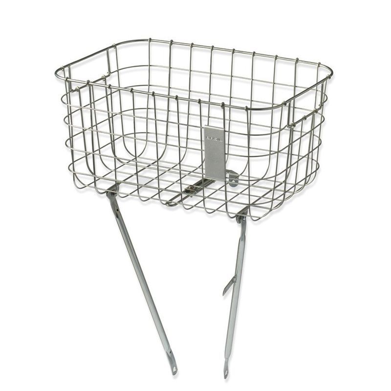 Cesta Delantera Basil Robin 27L 47x31x25cm Malla Acero Plata Soportes Máx.10kg Gris