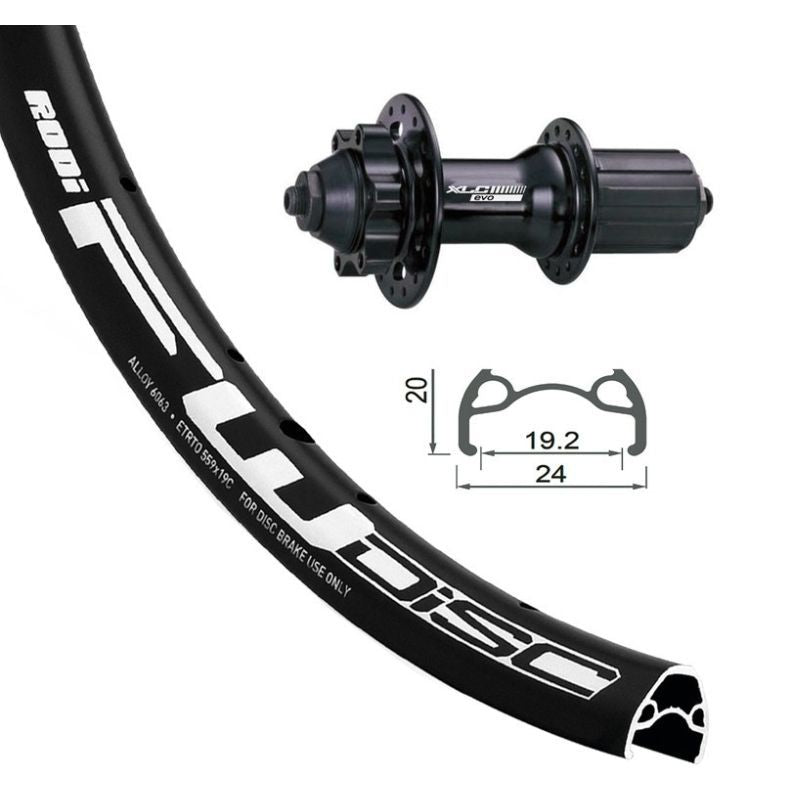 Rueda Trasera XLC RW-A05 Rodi Freno Disco 6 Agujeros Cierre Rápido 135mm Aluminio Negro