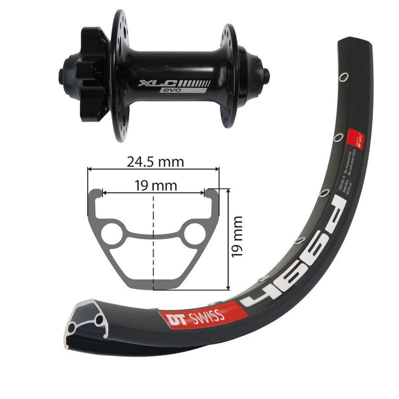 Rueda Delantera XLC Llanta DT Swiss Eje 100mm 6 Agujeros Negro