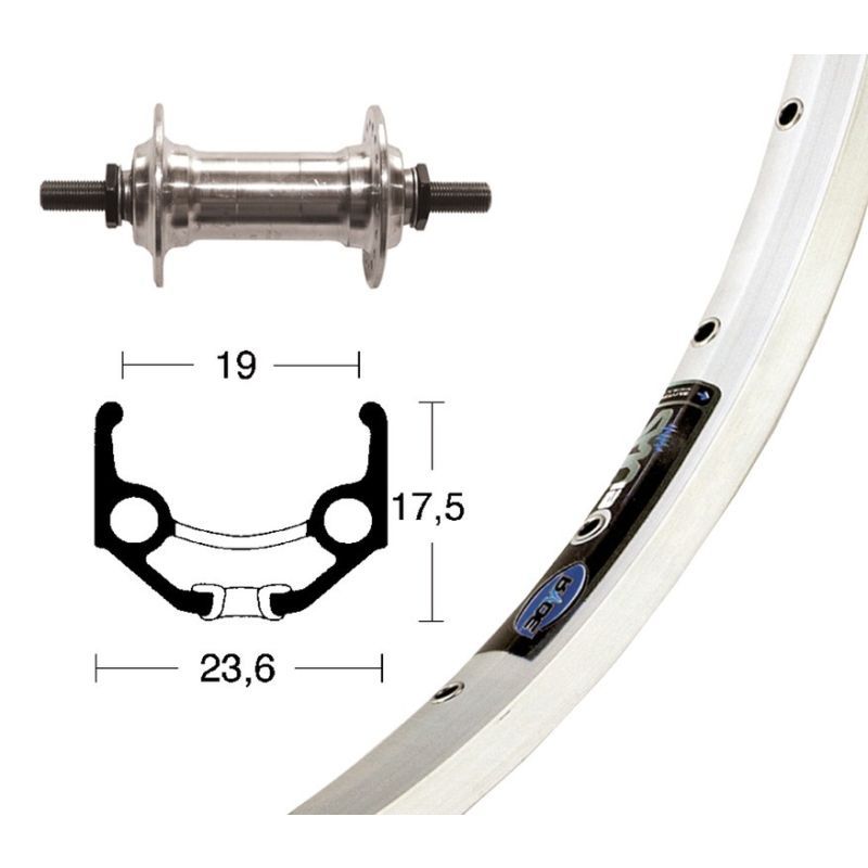 Rueda Delantera Winora Rígida ZAC 19 Eje Macizo 100mm Plata