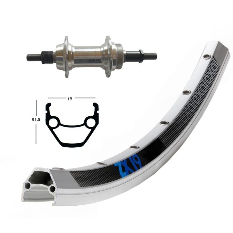 Rueda Trasera Winora Exal ZX19 Eje Macizo Tuerca 135mm 6/7v Plata Mate