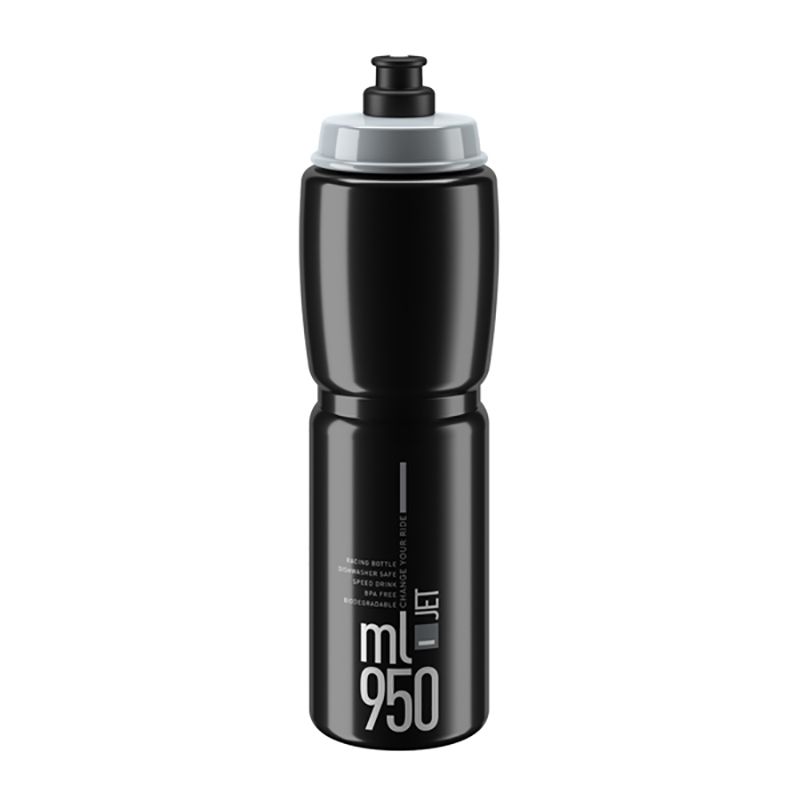Bidon Elite Jet Negro Logo Gris 950ml