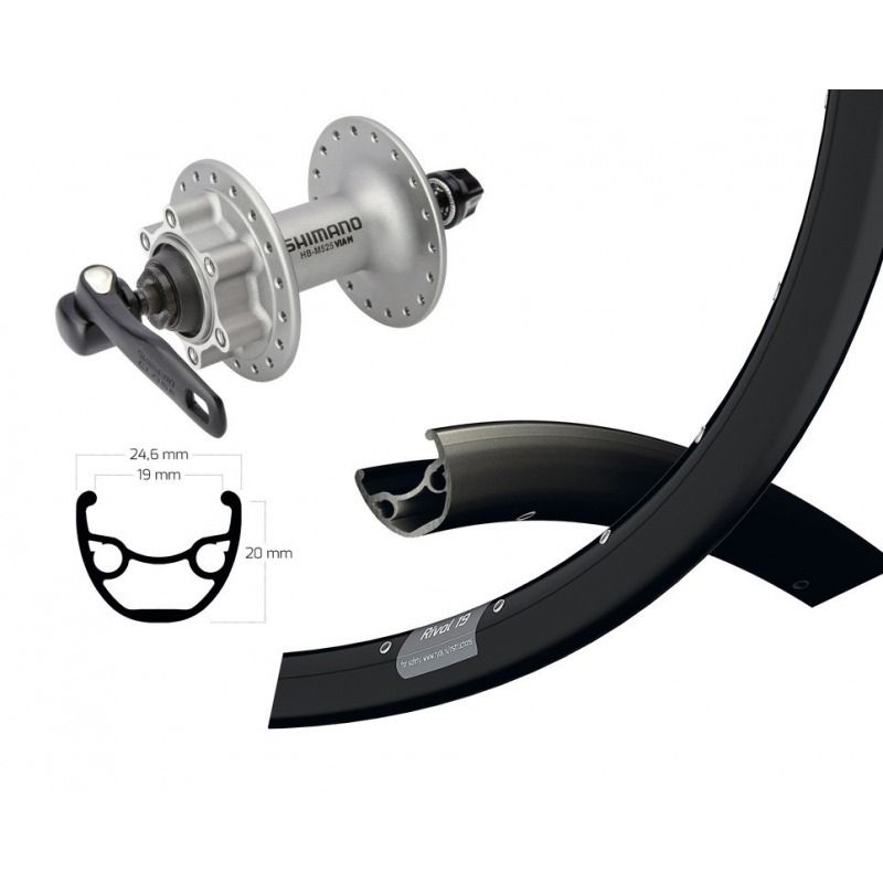 Rueda Delantera Winora Ryde Rival 19 Freno Disco 6 Agujeros Cierre Rápido Shimano Deore Negro/Plata