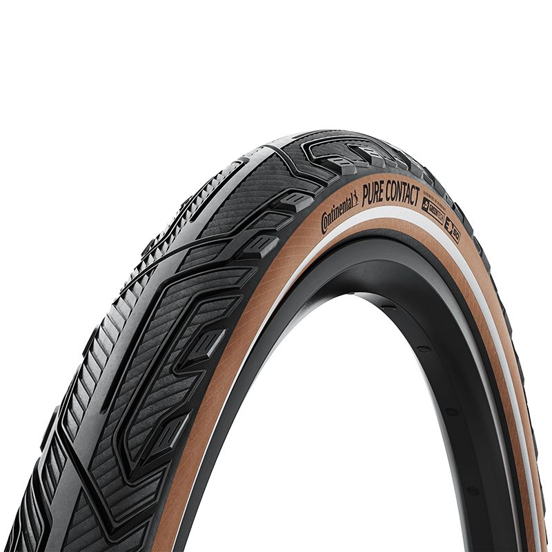 Cubierta Continental Pure Contact 28X2.00 Vectran/Polyx Breaker Plegable Negro/Marron Reflectante