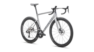 Bicicletas Carretera Tarmac SL8 Pro Ultegra Di2 Specialized 2025 Gloss Liquid Silver/Satin Blue Pearl Over Black Liquid Metal