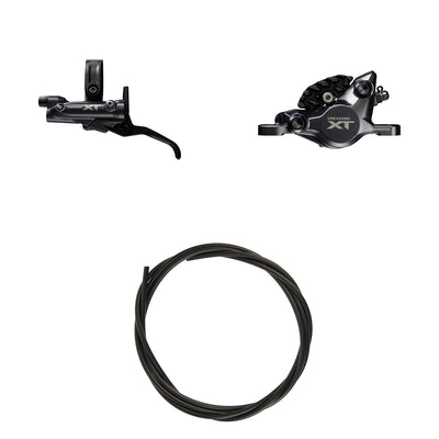 Kit Freno Disco Hidráulico Shimano Deore XT BR-M8200/BL-M8200 Delantero/Izquierdo Resina Sin Aletas/Adaptador Latiguillo 1000mm Negro