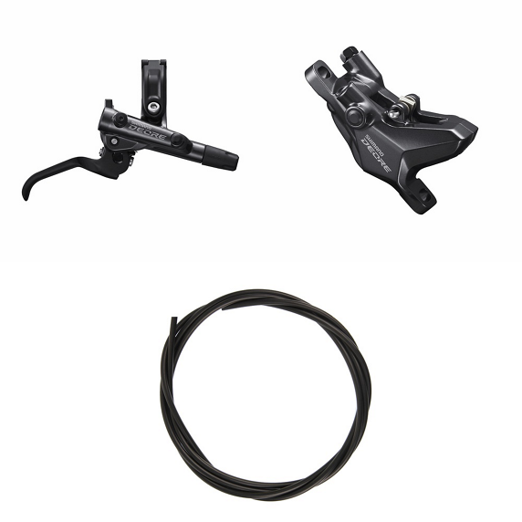 Kit Freno Disco Hidráulico Shimano Deore BR-M6100/BL-M6100 Trasero/Derecho Resina Sin Aletas/Adaptador Latiguillo 1700mm Negro