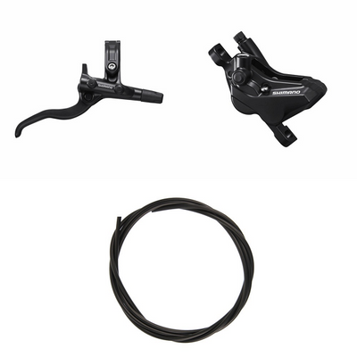 Kit Freno Disco Hidráulico Shimano Deore BR-MT420/BL-M4100 Trasero/Derecho Resina Sin Aletas/Adaptador Latiguillo 1700mm Negro