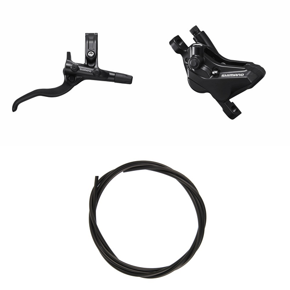 Kit Freno Disco Hidráulico Shimano Deore BR-MT420/BL-M4100 Trasero/Derecho Resina Sin Aletas/Adaptador Latiguillo 1700mm Negro