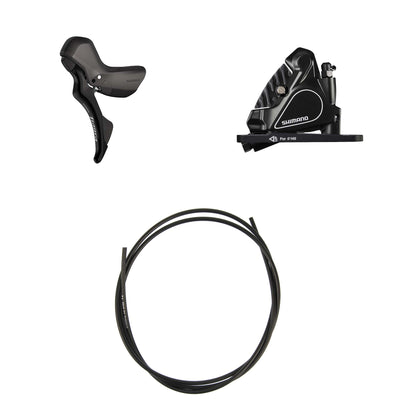 Kit Freno Disco Hidráulico Shimano Tiagra BR-RS405/ST-R4020 Delantero/Izquierdo Resina Aletas Adaptador 160mm Latiguillo 1000mm Negro