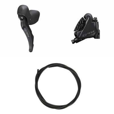 Kit Freno Disco Hidráulico Shimano GRX BR-RX400/ST-RX600 Delantero/Izquierdo Resina Aletas Adaptador 160mm Latiguillo 1000mm Negro #2