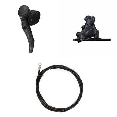 Kit Freno Disco Hidráulico Shimano GRX BR-RX410/BL-RX610 Delantero/Izquierdo Resina Aletas Adaptador 160mm Latiguillo 1000mm Negro
