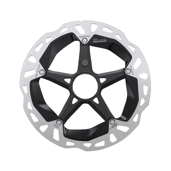 Disco Freno Shimano RT-EM910 Center Lock Ice Technologies Freeza Anillo Cierre Externo Plata/Negro