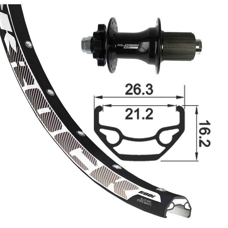 Rueda Trasera XLC Eje 12x142mm 6 Agujeros Negro