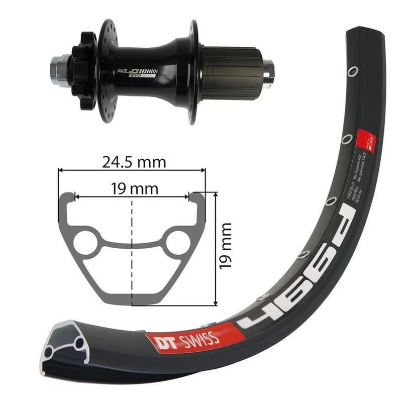 Rueda Trasera XLC Llanta DT Swiss Eje 12x142mm 6 Agujeros 8/12v Negro