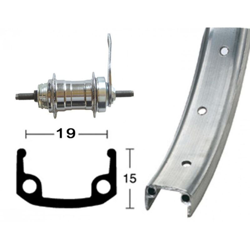 Rueda Trasera Roland Llanta Aluminio 16 Agujeros Válvula 8.5mm 12-1/2x1.75 Plata