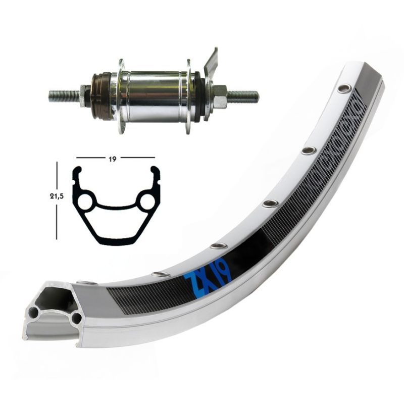 Rueda Trasera Winora Exal ZX19 Contrapedal Shimano 109mm 1v Plata