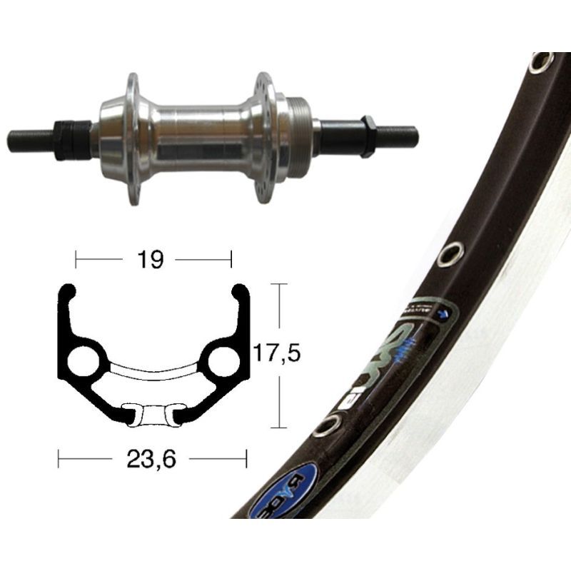 Rueda Trasera Winora Rígida ZAC 19 Eje Macizo 135mm 6/7v Negro/Plata