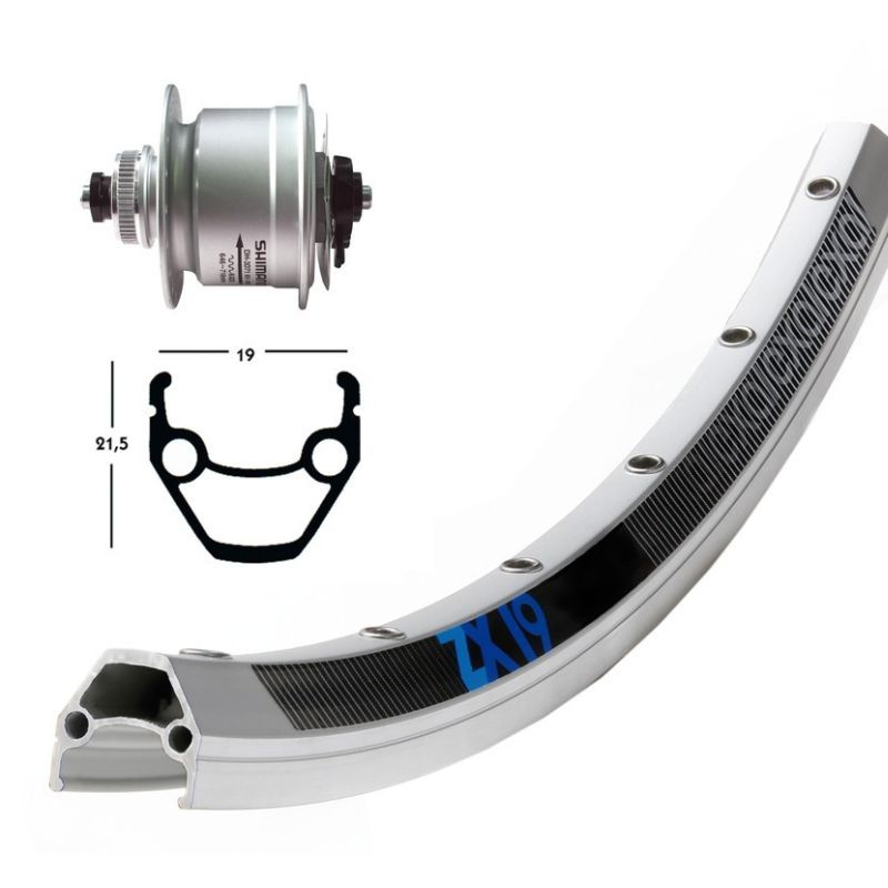 Rueda Delantera Winora Exal ZX19 Freno Disco Center Lock Buje Dinamo Shimano DH3D72 Plata