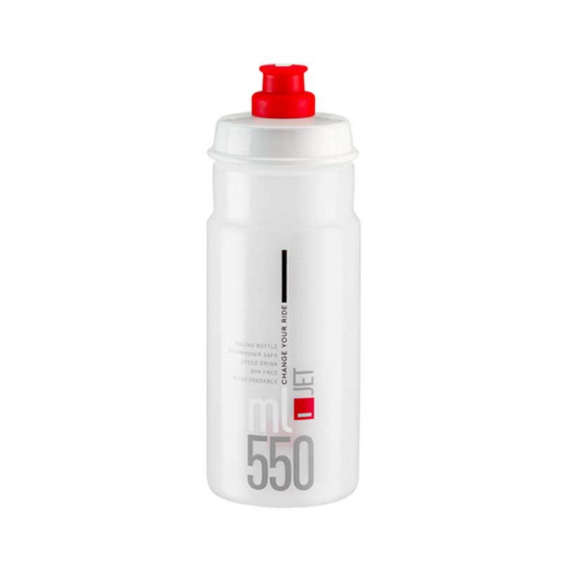 Bidon Elite Jet Plus Blanco Logo Rojo 550ml