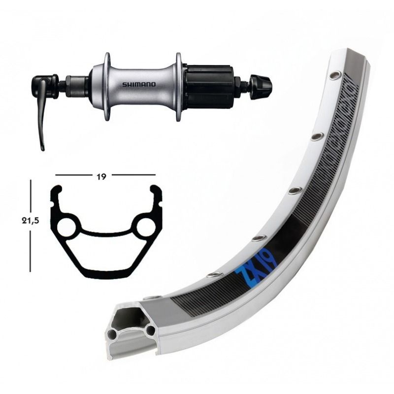 Rueda Trasera Winora Exal ZX19 Cierre Rápido Shimano Acera T3000 8v Aluminio Plata