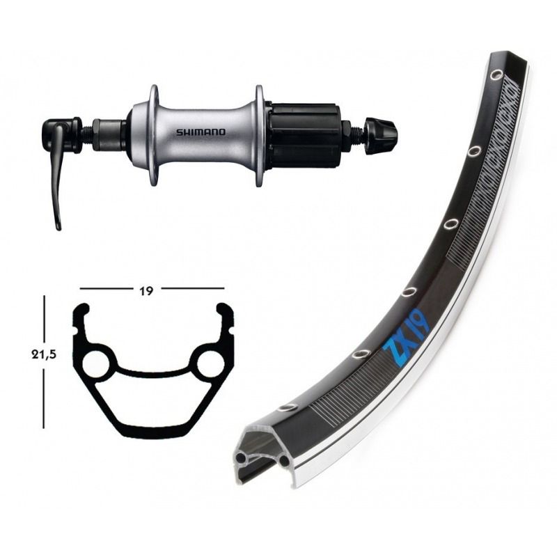 Rueda Trasera Winora Exal ZX19 Cierre Rápido Shimano Acera T3000 8v Aluminio Negro/Plata