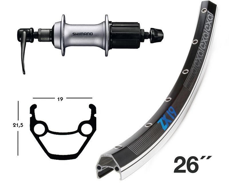 Rueda Trasera Winora Exal ZX19 Freno Llanta Cierre Rápido Shimano 8/10v Aluminio Negro/Plata